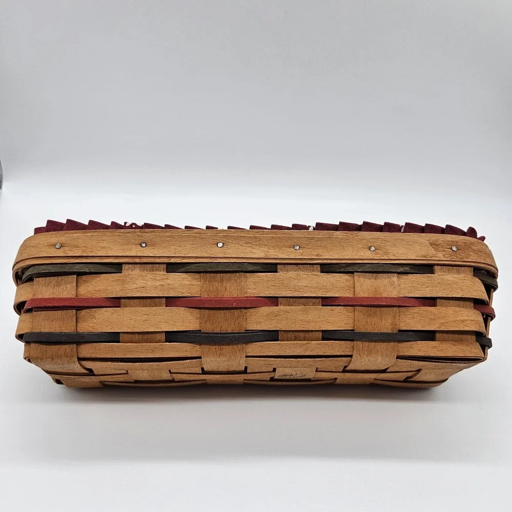 VTG 1992 Longaberger Woven Traditions Bread Cracker Basket Red Liner & Protector